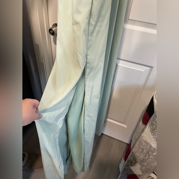 Azazie Jumpsuit V-Neck Floor Sage Green color         Size A10 - Picture 6 of 6